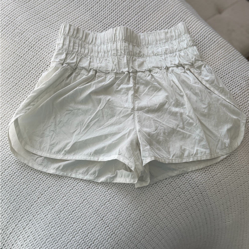 Free People Movement Way Home Shorts White Smocked Waist Lined Size Small”